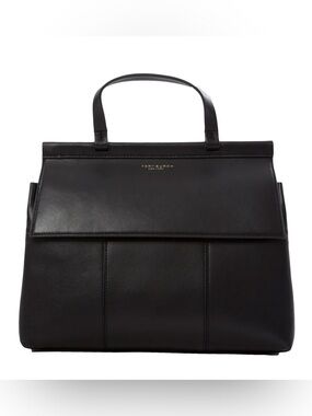 Tory Burch Block T Leather Satchel Bag Black Quiet Luxury Goth Romantic